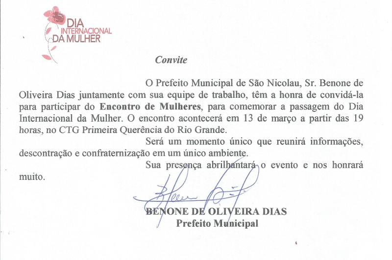 Convite para Encontro de Mulheres